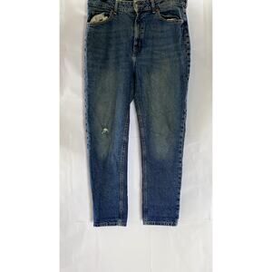 H&M Women's Blue Denim Distressed Slim-Leg Five-Pocket Jean SZ 12